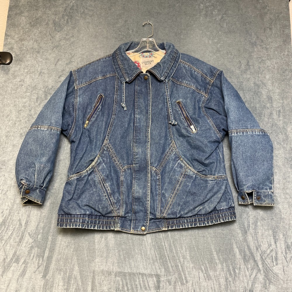 Vintage Be In The Current Seen Denim Jacket Womens 20W Blue Medium Wash Full Zip